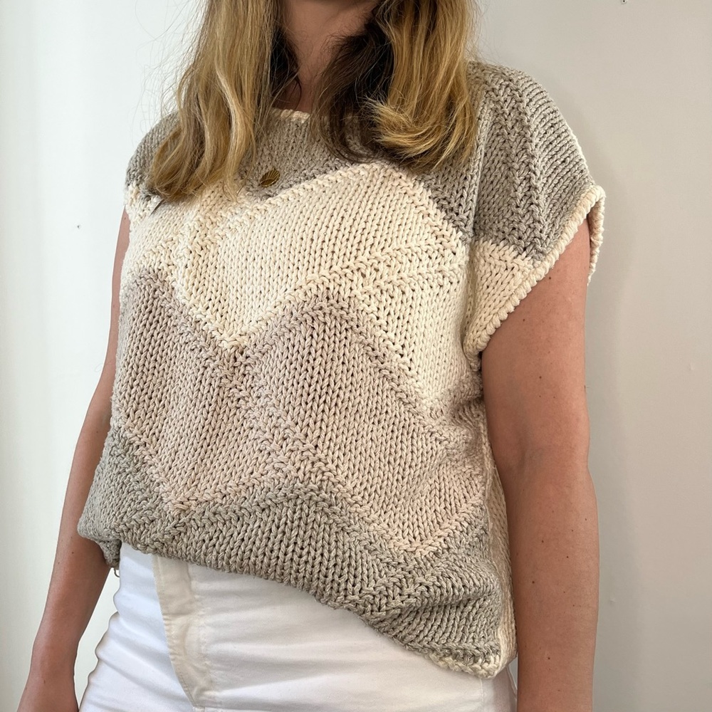 Vintage Neutral Chunky Hand Knit Sweater Vest Top